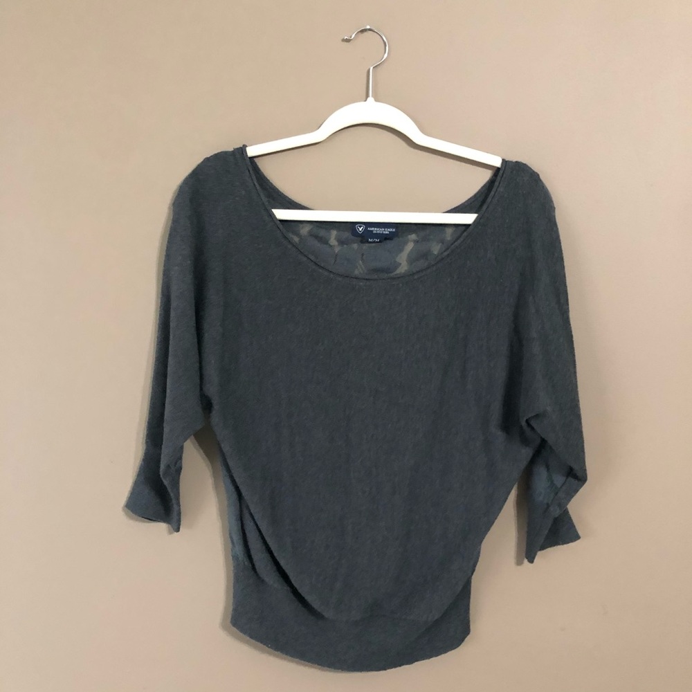 🌿 BOGO! Gray American Eagle lace back sweater